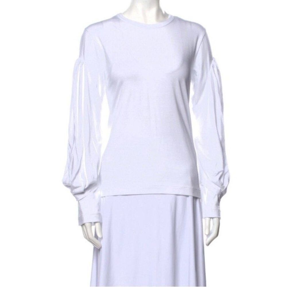 COMME des GARCONS White Long Sleeve Cotton Top Japan Womens M Authentic